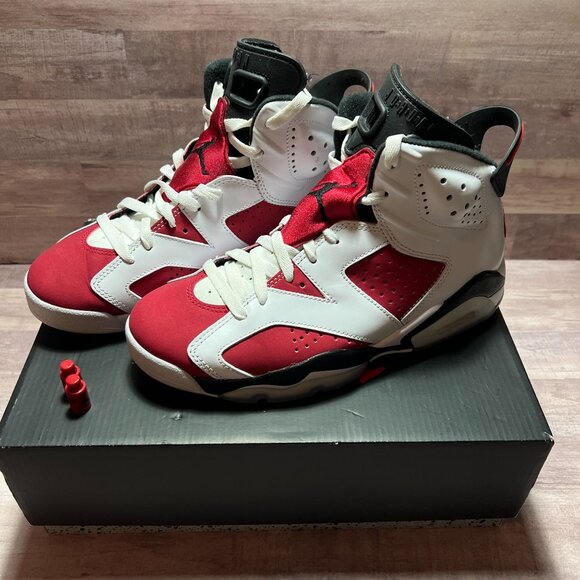 Air Jordan 6 Retro White/Carmine-Black Mens Sneakers Size 7.5 main image 13
